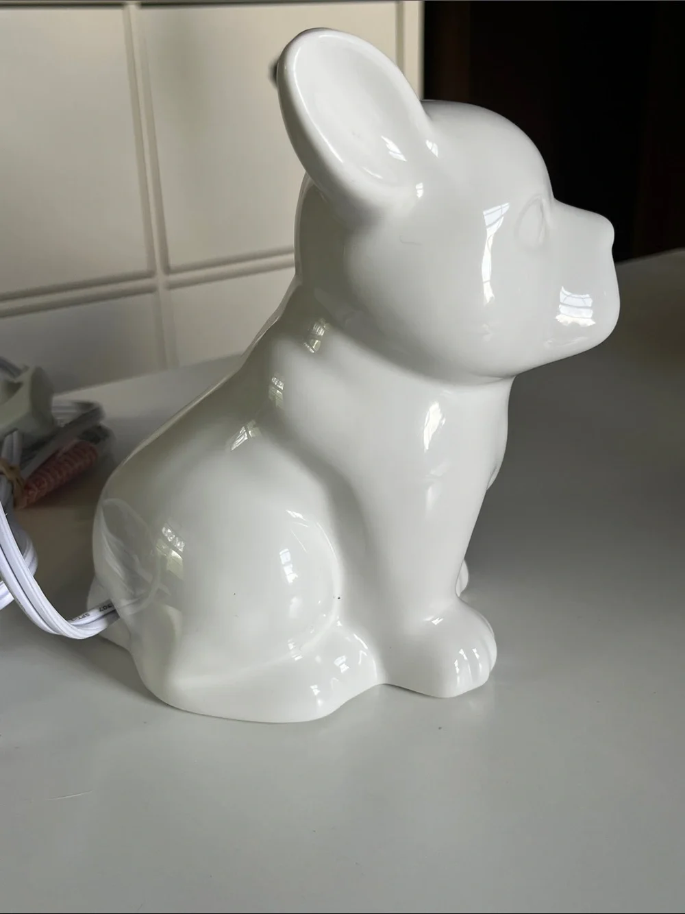 Target White Ceramic French Bulldog nightlight